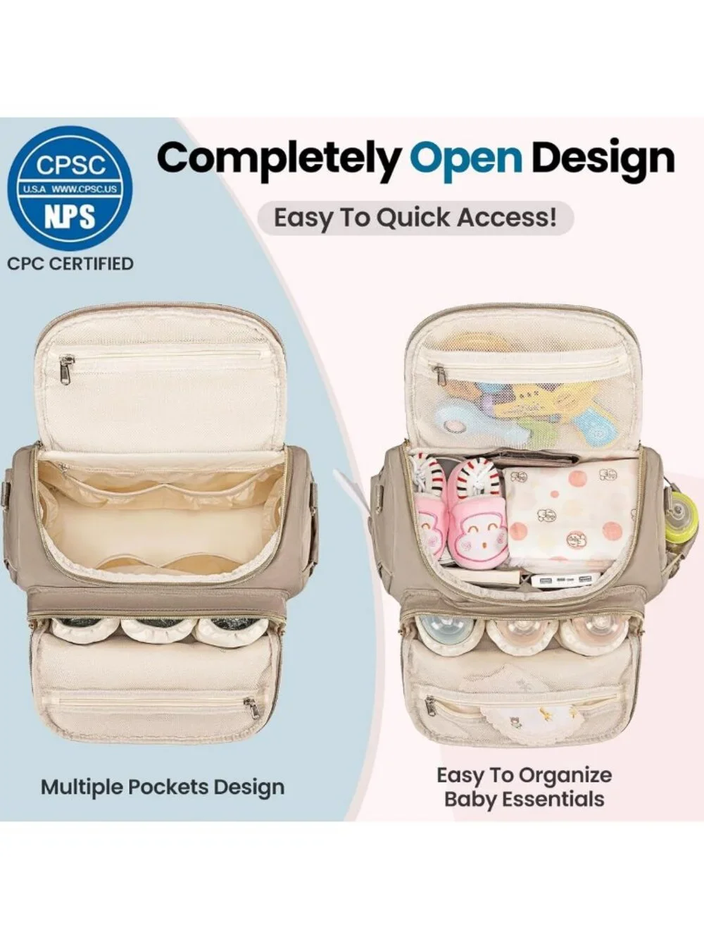 4-in-1 Waterproof Convertible Diaper Bag Backpack & Tote with Changing Pad